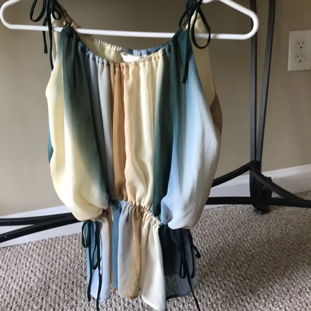 H&M multicolor semi-sheer top with ties